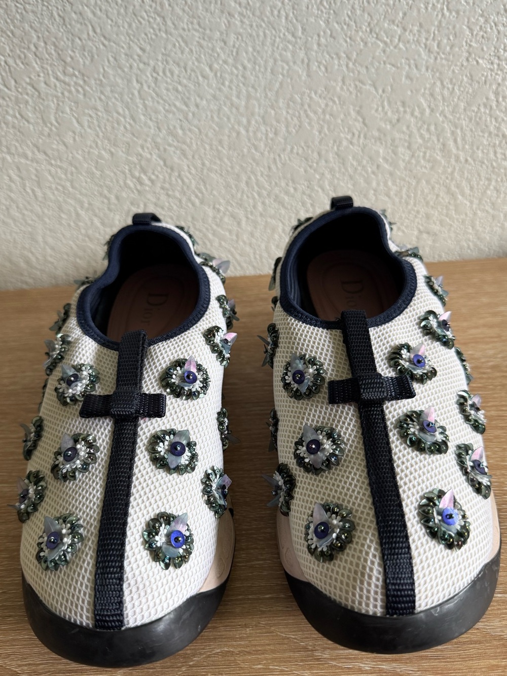 Dior Fusion White Floral Sequin Mesh Sneakers Size 37 - Picture 2 of 9
